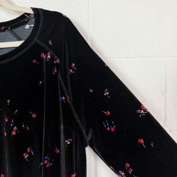Liz Claiborne Velvet Top Black Floral Stretch Relaxed Party Office Dressy XXL - Picture 5 of 12